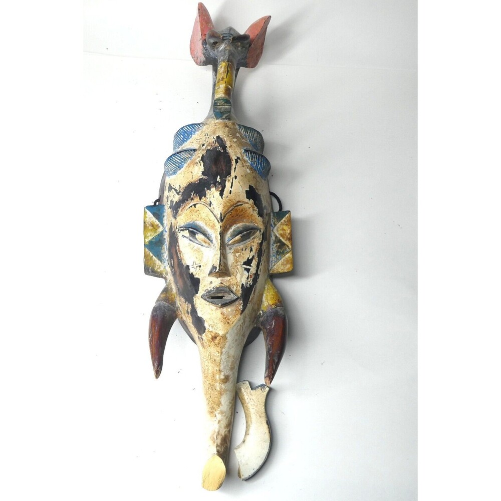 Guro Mask Ivory Coast Wooden Painted Carved Tribal Vintage